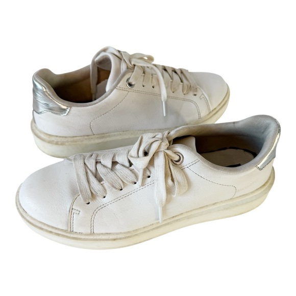 Steve Madden Womens Charlie White Silver Platform Casual Sneaker Size 10 - Picture 1 of 7
